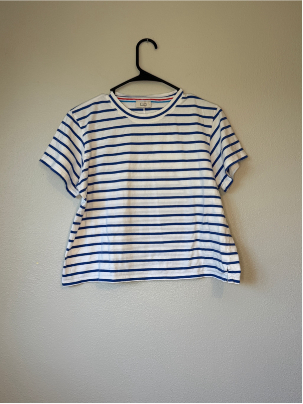 AYR Blue White Striped Pima Cotton Boxy Tee L